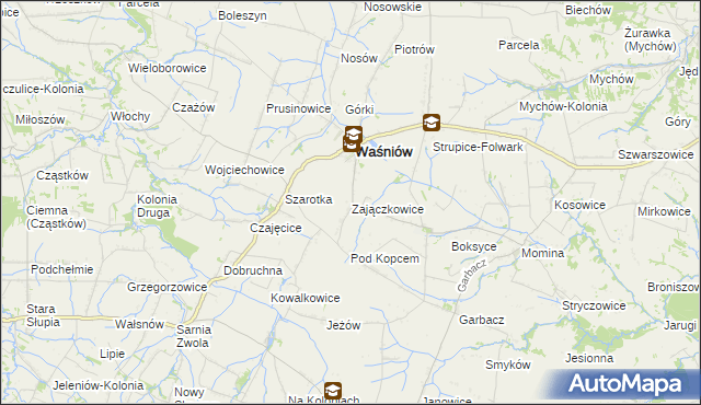 mapa Zajączkowice gmina Waśniów, Zajączkowice gmina Waśniów na mapie Targeo
