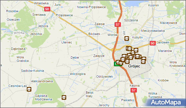 mapa Załącze gmina Grójec, Załącze gmina Grójec na mapie Targeo