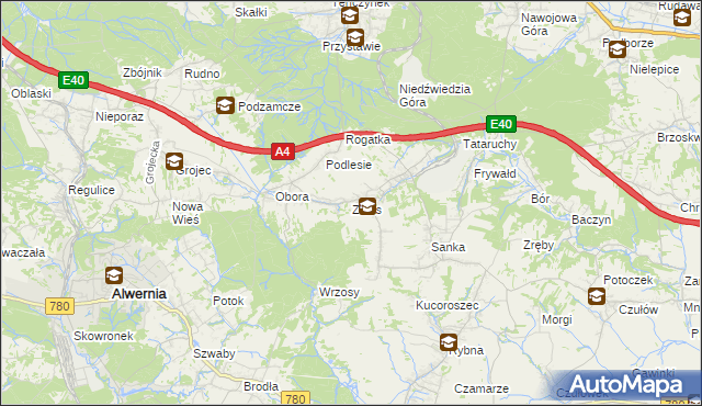 mapa Zalas gmina Krzeszowice, Zalas gmina Krzeszowice na mapie Targeo