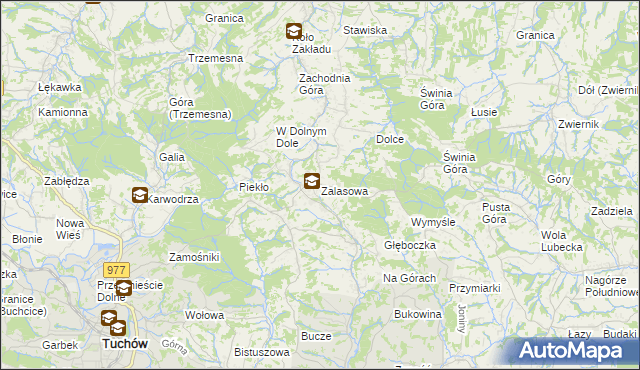 mapa Zalasowa, Zalasowa na mapie Targeo