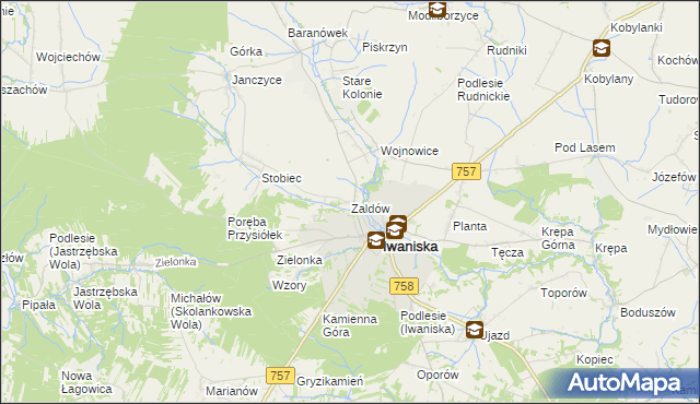 mapa Zaldów, Zaldów na mapie Targeo