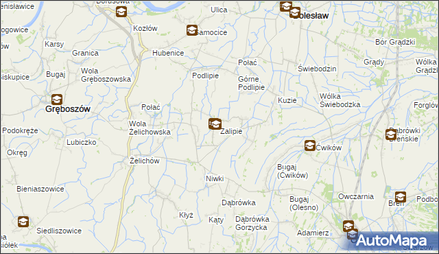 mapa Zalipie gmina Olesno, Zalipie gmina Olesno na mapie Targeo