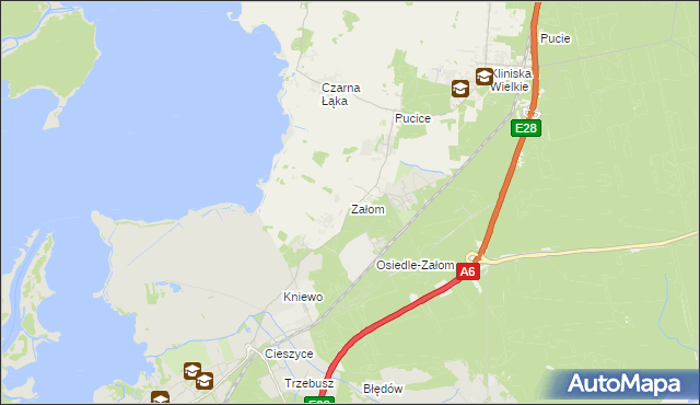 mapa Załom gmina Goleniów, Załom gmina Goleniów na mapie Targeo