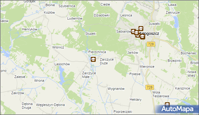 mapa Żarczyce Duże, Żarczyce Duże na mapie Targeo