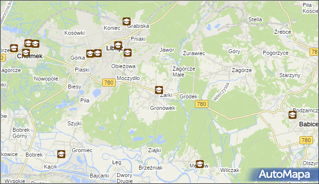 mapa Żarki gmina Libiąż, Żarki gmina Libiąż na mapie Targeo