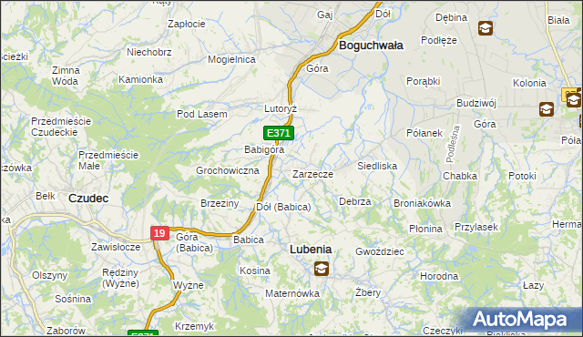 mapa Zarzecze gmina Boguchwała, Zarzecze gmina Boguchwała na mapie Targeo