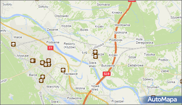 mapa Zarzecze gmina Nisko, Zarzecze gmina Nisko na mapie Targeo