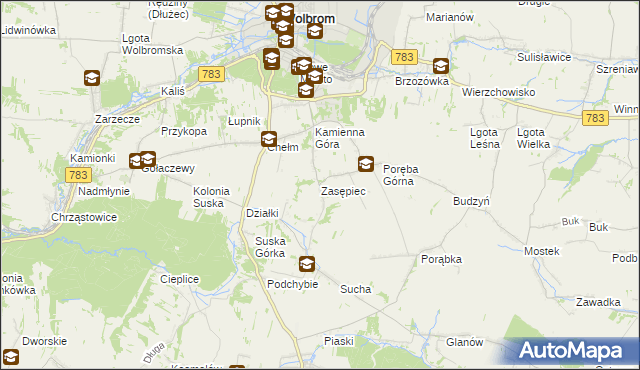 mapa Zasępiec, Zasępiec na mapie Targeo