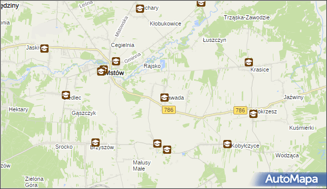 mapa Zawada gmina Mstów, Zawada gmina Mstów na mapie Targeo