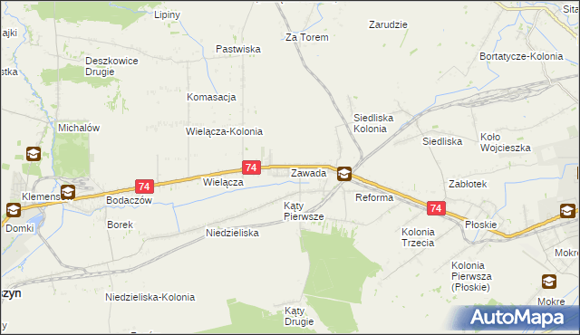 mapa Zawada gmina Zamość, Zawada gmina Zamość na mapie Targeo