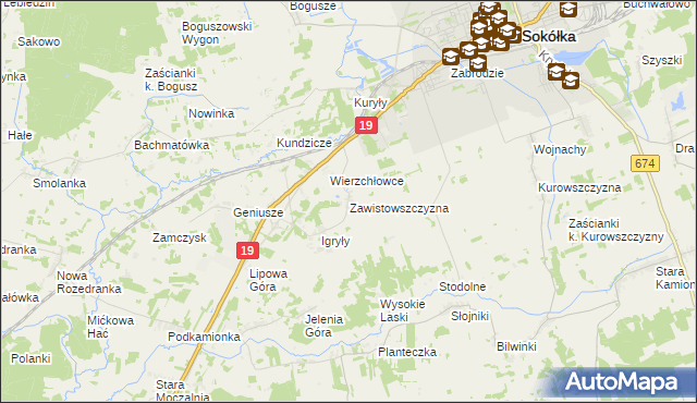 mapa Zawistowszczyzna, Zawistowszczyzna na mapie Targeo