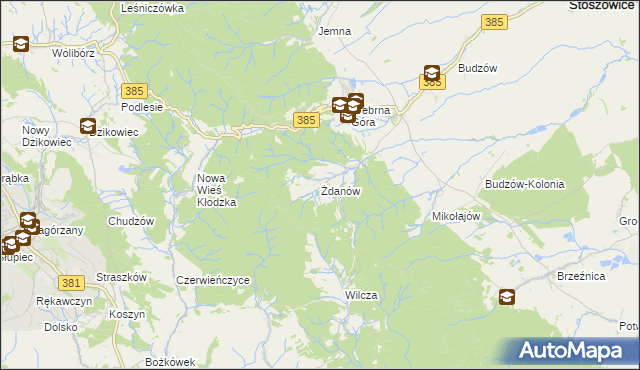 mapa Żdanów gmina Stoszowice, Żdanów gmina Stoszowice na mapie Targeo