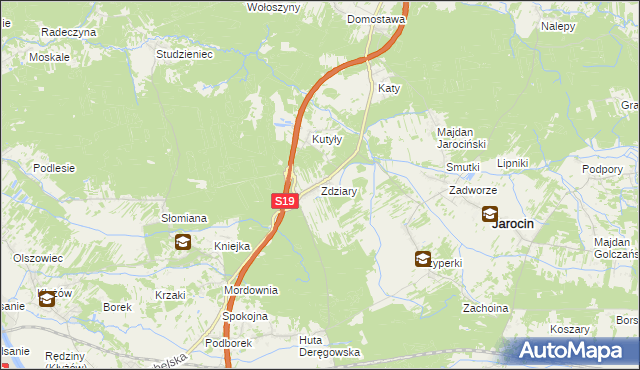 mapa Zdziary gmina Jarocin, Zdziary gmina Jarocin na mapie Targeo