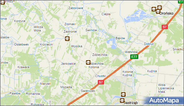 mapa Zdziechów gmina Szydłowiec, Zdziechów gmina Szydłowiec na mapie Targeo