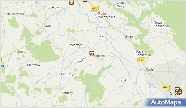 mapa Żegocin gmina Czermin, Żegocin gmina Czermin na mapie Targeo