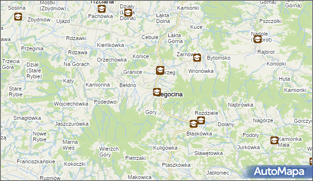 mapa Żegocina, Żegocina na mapie Targeo