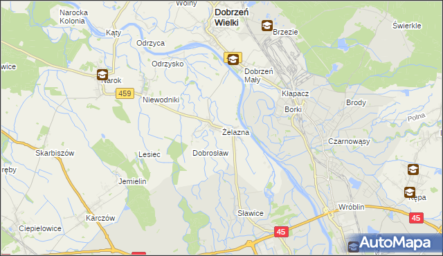 mapa Żelazna gmina Dąbrowa, Żelazna gmina Dąbrowa na mapie Targeo