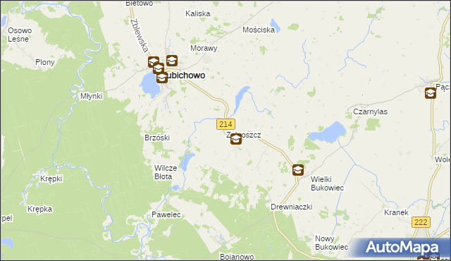 mapa Zelgoszcz gmina Lubichowo, Zelgoszcz gmina Lubichowo na mapie Targeo