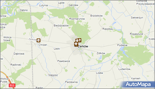mapa Żerków powiat jarociński, Żerków powiat jarociński na mapie Targeo