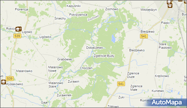 mapa Zglenice-Budy, Zglenice-Budy na mapie Targeo