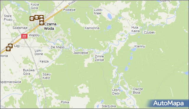 mapa Zimne Zdroje gmina Osieczna, Zimne Zdroje gmina Osieczna na mapie Targeo