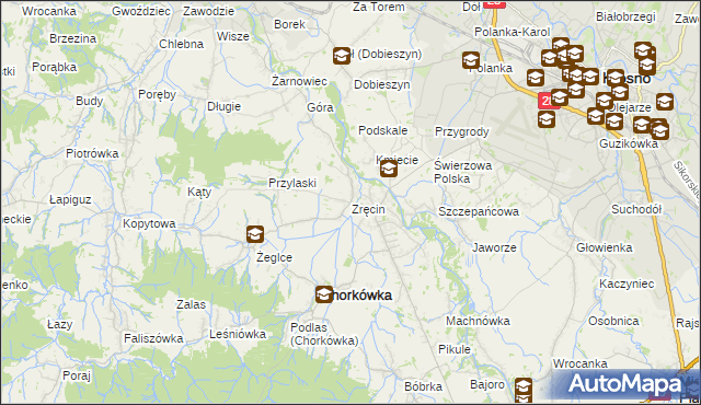 mapa Zręcin, Zręcin na mapie Targeo