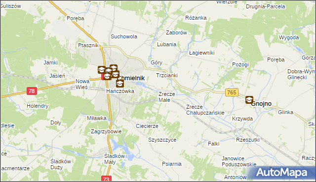 mapa Zrecze Małe, Zrecze Małe na mapie Targeo