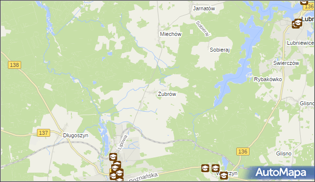 mapa Żubrów, Żubrów na mapie Targeo