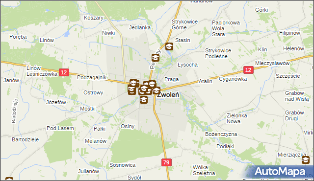 mapa Zwoleń, Zwoleń na mapie Targeo