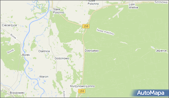 mapa Dobrojewo gmina Skwierzyna, Dobrojewo gmina Skwierzyna na mapie Targeo