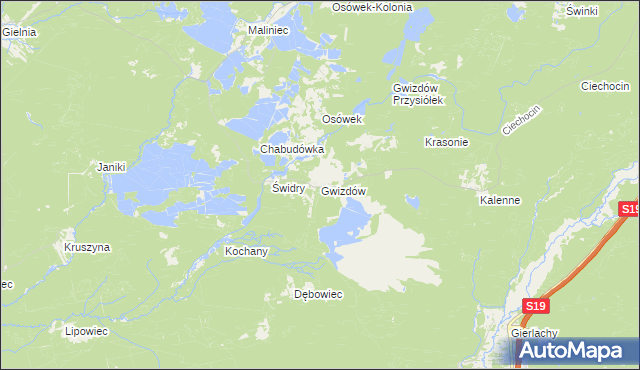mapa Gwizdów gmina Modliborzyce, Gwizdów gmina Modliborzyce na mapie Targeo