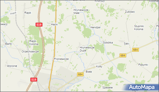 mapa Hryniewicze Duże, Hryniewicze Duże na mapie Targeo