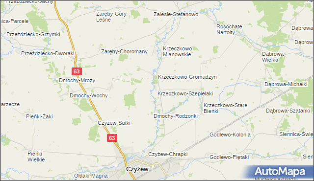 mapa Krzeczkowo-Szepielaki, Krzeczkowo-Szepielaki na mapie Targeo