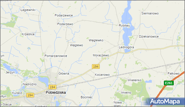 mapa Moraczewo gmina Łubowo, Moraczewo gmina Łubowo na mapie Targeo