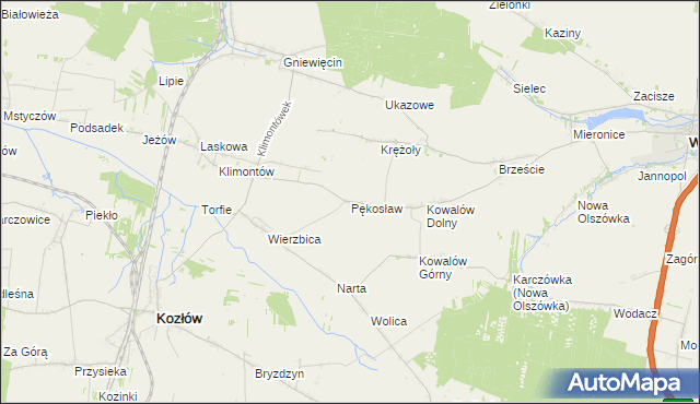 mapa Pękosław, Pękosław na mapie Targeo