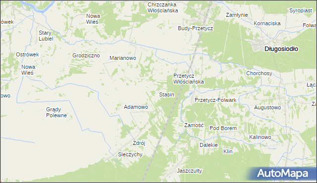 mapa Stasin gmina Długosiodło, Stasin gmina Długosiodło na mapie Targeo