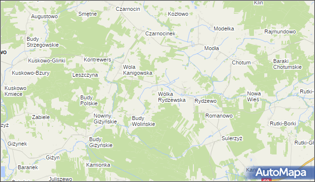 mapa Wólka Rydzewska, Wólka Rydzewska na mapie Targeo