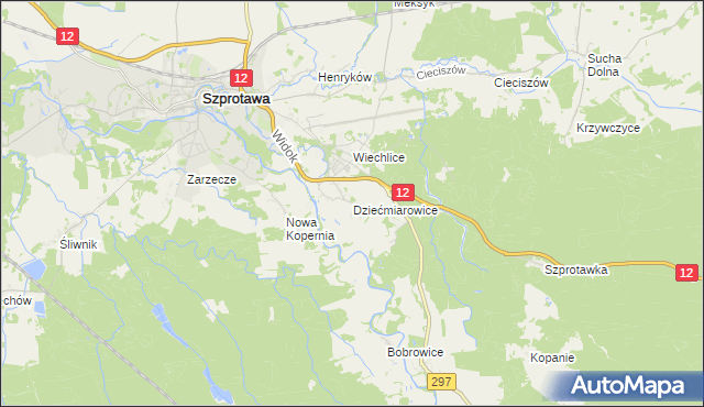 mapa Dziećmiarowice, Dziećmiarowice na mapie Targeo