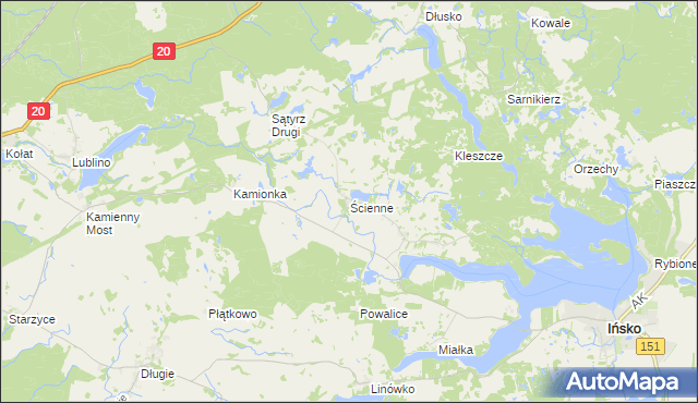 mapa Ścienne, Ścienne na mapie Targeo