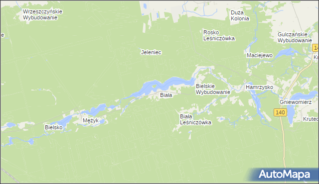mapa Biała gmina Wieleń, Biała gmina Wieleń na mapie Targeo