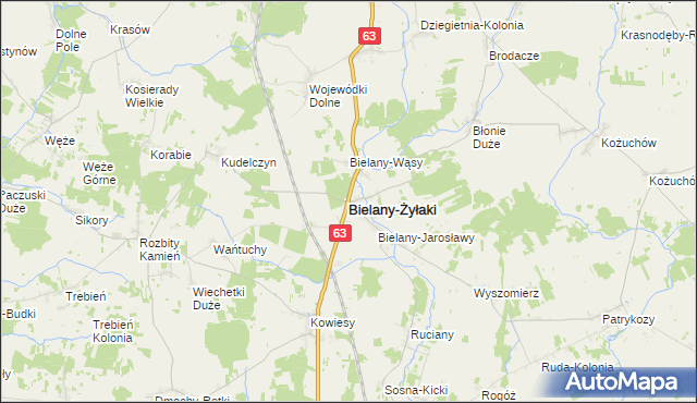 mapa Bielany-Żyłaki, Bielany-Żyłaki na mapie Targeo