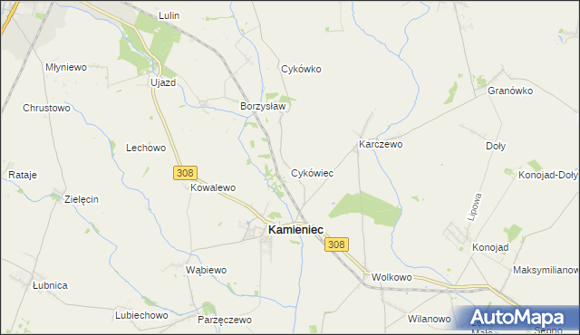 mapa Cykówiec, Cykówiec na mapie Targeo