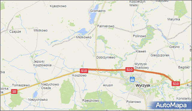 mapa Dobrzyniewo, Dobrzyniewo na mapie Targeo