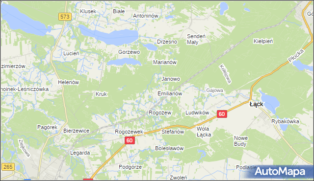 mapa Emilianów gmina Gostynin, Emilianów gmina Gostynin na mapie Targeo