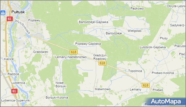 mapa Gładczyn Rządowy, Gładczyn Rządowy na mapie Targeo