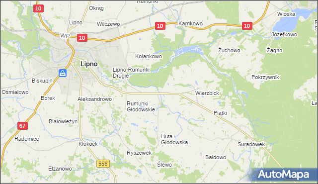 mapa Głodowo gmina Lipno, Głodowo gmina Lipno na mapie Targeo