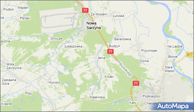 mapa Jelna gmina Nowa Sarzyna, Jelna gmina Nowa Sarzyna na mapie Targeo