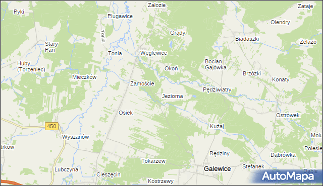 mapa Jeziorna gmina Galewice, Jeziorna gmina Galewice na mapie Targeo