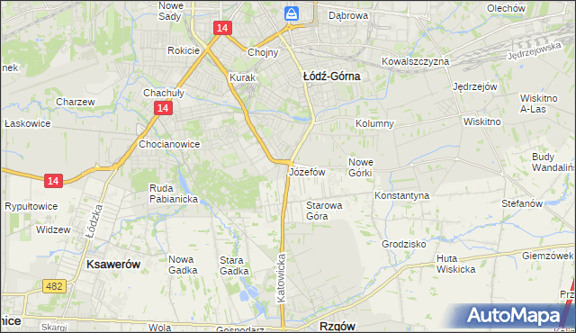 mapa Józefów gmina Łódź, Józefów gmina Łódź na mapie Targeo