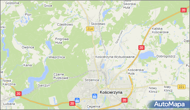 mapa Kościerzyna-Wybudowanie, Kościerzyna-Wybudowanie na mapie Targeo